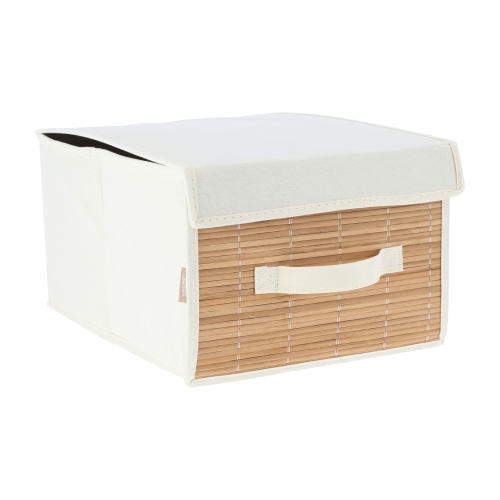 Caja con tapa de bambú y algodón 28x37x19 cm