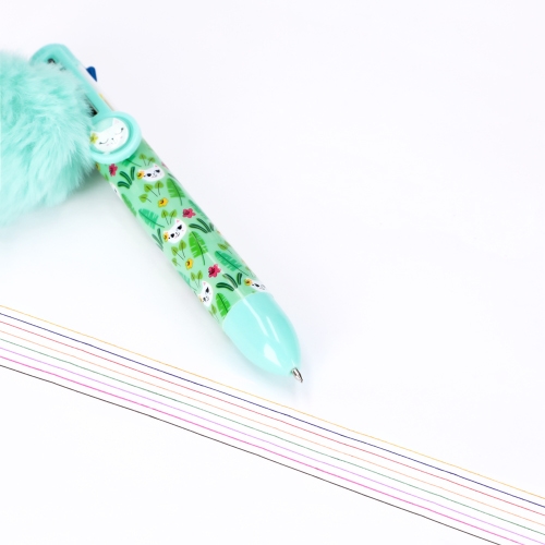 Bolígrafo de ocho colores con pompom
